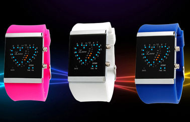 Montre-bracelet des filles LED Digital, montres électroniques de courroie bleue de silicone