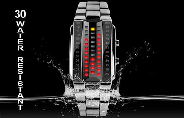 La montre unisexe de 3D LED a adapté la montre-bracelet noire de Digital d'alliage
