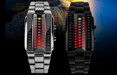 La montre unisexe de 3D LED a adapté la montre-bracelet noire de Digital d'alliage