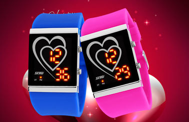 Montre de miroir de contre-jour d'EL de couples de style de coeur de montre-bracelet de LED Digital