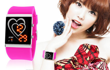 Montre de miroir de contre-jour d'EL de couples de style de coeur de montre-bracelet de LED Digital