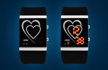 Montre de miroir de contre-jour d'EL de couples de style de coeur de montre-bracelet de LED Digital