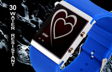 Montre de miroir de contre-jour d'EL de couples de style de coeur de montre-bracelet de LED Digital