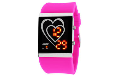 Montre de miroir de contre-jour d'EL de couples de style de coeur de montre-bracelet de LED Digital