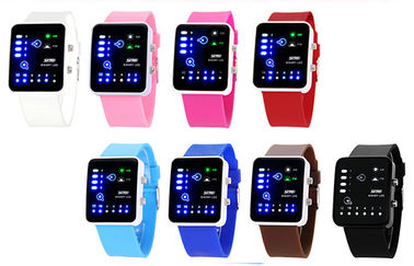 Montres roses de binaire de contre-jour d'EL de montre-bracelet du silicone LED Digital