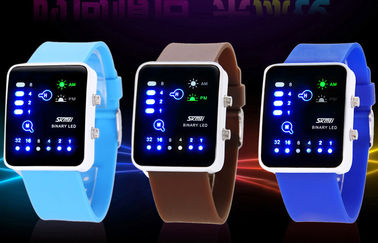Montres roses de binaire de contre-jour d'EL de montre-bracelet du silicone LED Digital