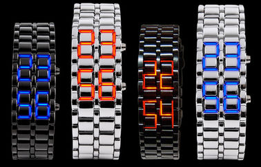 Montre samouraï de la lave LED de fer d'homme de Skmei, montre-bracelet de LED Digital