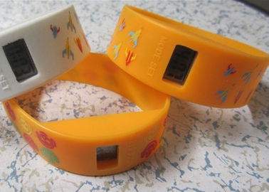 Soie jaune imprimé 2,25 cm largeur montres bracelet de Silicone sport pour des cadeaux publicitaires