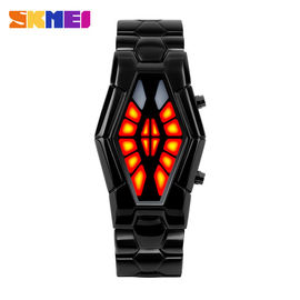 Montre chaude de courroie en métal de lumière rouge, montre-bracelet SKMEI d'affaires d'hommes