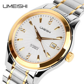 Montre de courroie en métal d'acier inoxydable du luxe 316L avec la caisse d'or en verre de saphir