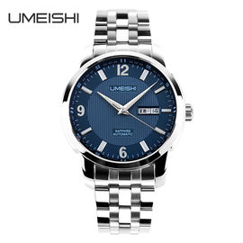 Montre bleue de courroie en métal de visage avec la semaine Steeel inoxydable de date