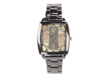 Montre-bracelet rectangulaire luxueuse en métal de résistance à l'eau pour les hommes/femmes