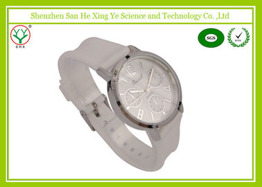 Montres blanches de courroie de silicone d'atmosphère de la bande de montre 1 - 3 pour le logo Debossed de dames