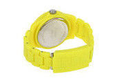Montre-bracelet en plastique de quartz de dames de mouvement analogue jaune du Japon avec la courroie de PC