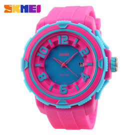 Rouge en plastique coloré d'atmosphère Rose de la montre 3 de quartz de sport en plein air pour la fille