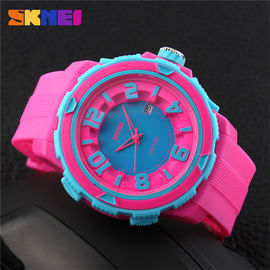Rouge en plastique coloré d'atmosphère Rose de la montre 3 de quartz de sport en plein air pour la fille
