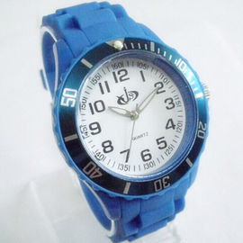 Glace blanche bleue classique 43MM de montre de quartz de silicone d'hommes de cadran aucune date
