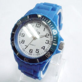 Glace blanche bleue classique 43MM de montre de quartz de silicone d'hommes de cadran aucune date