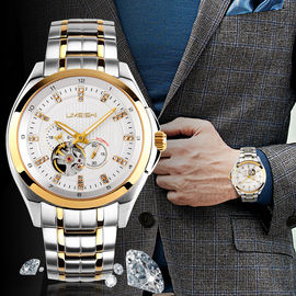 Montre mécanique d'acier inoxydable de résistant à l'eau des hommes 100M marquée verre de saphir