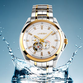 Montre mécanique d'acier inoxydable de résistant à l'eau des hommes 100M marquée verre de saphir