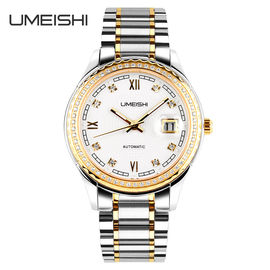 montre de quartz d'acier inoxydable de cas de 43mm, montre-bracelet imperméable en verre durs de 50M