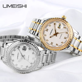 montre de quartz d'acier inoxydable de cas de 43mm, montre-bracelet imperméable en verre durs de 50M