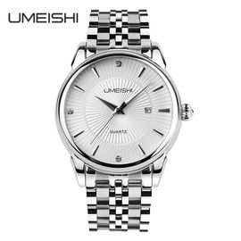 Montre-bracelet argentée d'or d'affaires d'acier inoxydable, montres imperméables d'affaires de Vogue d'hommes