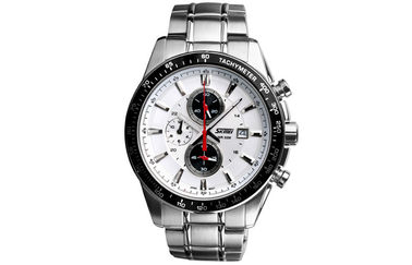 Montre-bracelet de calendrier adaptée aux besoins du client par atmosphère de la montre 5 de quartz d'acier inoxydable