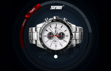 Montre-bracelet de calendrier adaptée aux besoins du client par atmosphère de la montre 5 de quartz d'acier inoxydable