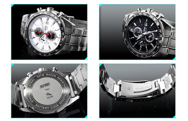 Montre-bracelet de calendrier adaptée aux besoins du client par atmosphère de la montre 5 de quartz d'acier inoxydable
