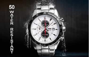 Montre-bracelet de calendrier adaptée aux besoins du client par atmosphère de la montre 5 de quartz d'acier inoxydable