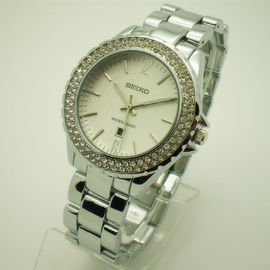 Montres de quartz d'acier inoxydable pour les femmes, la montre-bracelet des femmes avec le diamant