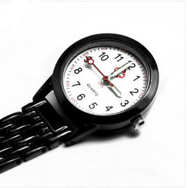 Montre FOB/gel de Stainess d'infirmière en acier noire de fantaisie de quartz avec la copie de logo
