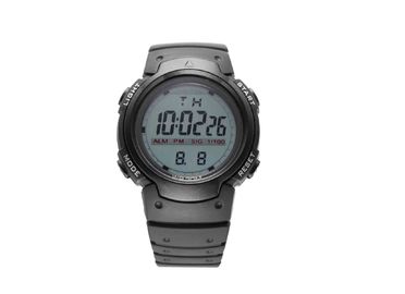 L'unité centrale enferment la montre imperméable de sport d'affichage à cristaux liquides de noir antichoc/montre-bracelet des hommes