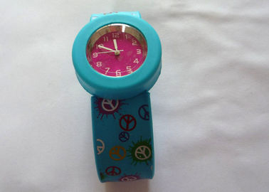 4 Couleurs d'impression bleu Slap Silicone Gel bracelet montres rondes affaire 3,6 cm (S) 4.4cm(L)