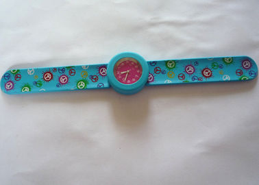 4 Couleurs d'impression bleu Slap Silicone Gel bracelet montres rondes affaire 3,6 cm (S) 4.4cm(L)