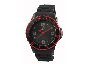 Bande unisexe de perle de la montre trois de bracelet de silicone avec de l'argent vers le haut du nombre
