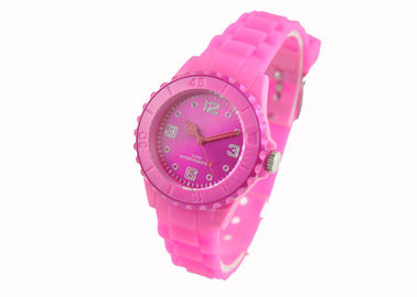 Bande unisexe de perle de la montre trois de bracelet de silicone avec de l'argent vers le haut du nombre