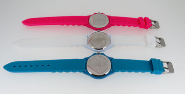 Petite montre ronde de promotion de visage de roses de silicone de montre rouge adolescente de bracelet pour des filles