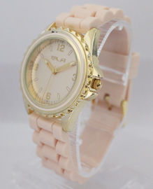 Montre blanche de quartz de silicone de modèle de cadran de résistant à l'eau pour des filles, LOGO adapté aux besoins du client sur le cadran