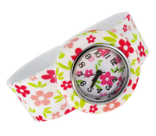 Montre-bracelet de claque de silicone d'impression de fleur personnalisée adaptée aux besoins du client pour des enfants