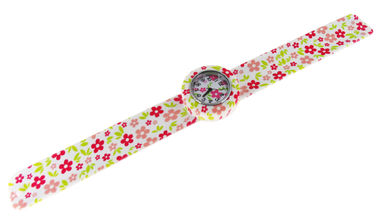Montre-bracelet de claque de silicone d'impression de fleur personnalisée adaptée aux besoins du client pour des enfants