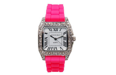 Bande de montre de silicone de montres-bracelet de diamant de Bling de montre de quartz de Madame 1 atmosphère