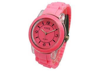 Encadrement d'alliage de montre-bracelet adapté aux besoins du client par rose rond de montre de bracelet de silicone