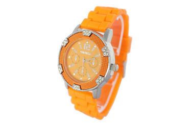 Montres antichoc de filles d'atmosphère de la montre 3 de bracelet de silicone de forme de roue