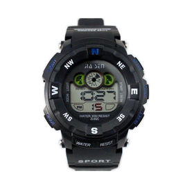 Réveil multifonctionnel noir de montres de Digital avec le jour et la date pour des enfants
