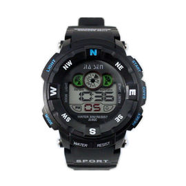 Réveil multifonctionnel noir de montres de Digital avec le jour et la date pour des enfants
