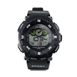 Réveil multifonctionnel noir de montres de Digital avec le jour et la date pour des enfants