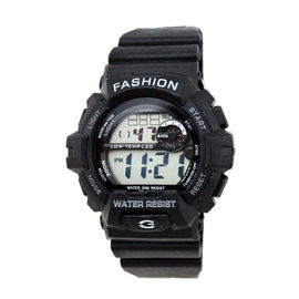 Montre-bracelet noire adulte extérieure de Digital de courroie 24 systèmes d'heure, résistant à l'eau