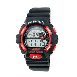 Montre-bracelet noire adulte extérieure de Digital de courroie 24 systèmes d'heure, résistant à l'eau
